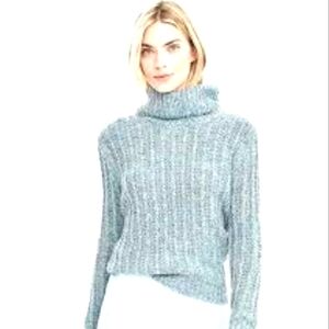 Banana Republic Italian Yarn Blue Chunky Cowl Neck Sweater